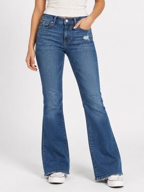 American Eagle Kick Boot Jeans Medium Wash Next Level Stretch Distressed Size 6